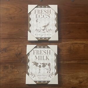Farmhouse Fresh Eggs and Milk Wall Art Set
